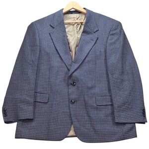 Lanificio di Pray Biella Ferrini Wool Silk Blazer Jacket Men 42R Blue Houndtooth